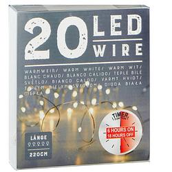 Foto van Draadverlichting lichtsnoer met 20 lampjes warm wit op batterij 220 cm met timer - lichtsnoeren