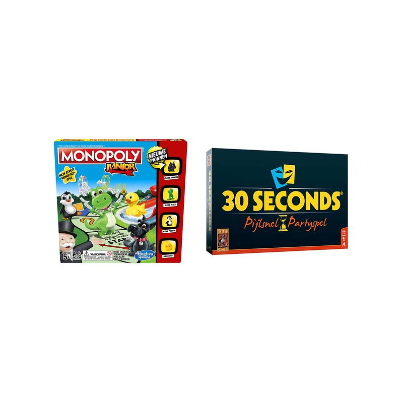 Foto van Spellenbundel - bordspel - 2 stuks - monopoly junior & 30seconds