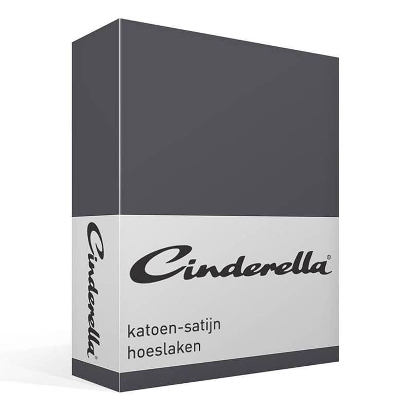 Foto van Cinderella katoen-satijn hoeslaken - 100% katoen-satijn - lits-jumeaux (160x210 cm) - anthracite