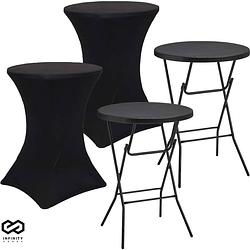 Foto van Infinity goods 2x stevige zwarte statafel + 2x zwarte statafelrok - partytafel - robuust en weersbestendig - inklapbaar