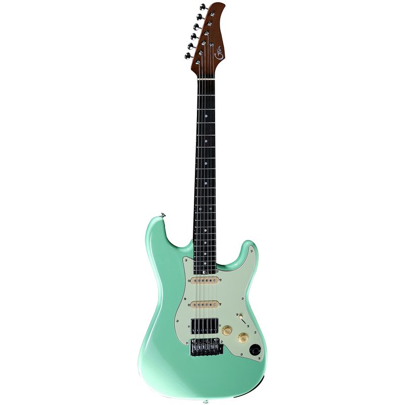 Foto van Mooer gtrs guitars standard 800 surf green intelligent guitar met gigbag