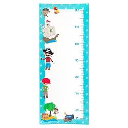 Foto van Small foot groeimeter decoratiesticker piraten 73 cm blauw