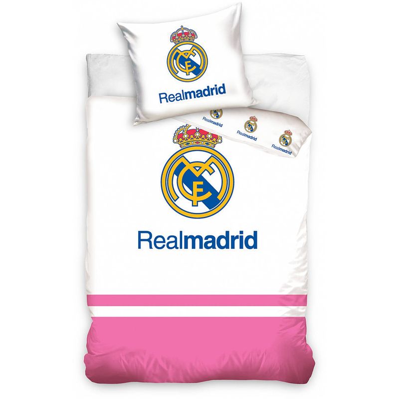 Foto van Carbotex dekbedovertrek real madrid logo roze/wit100 x 135 cm