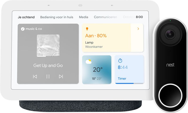 Foto van Google nest hub 2 charcoal + nest hello