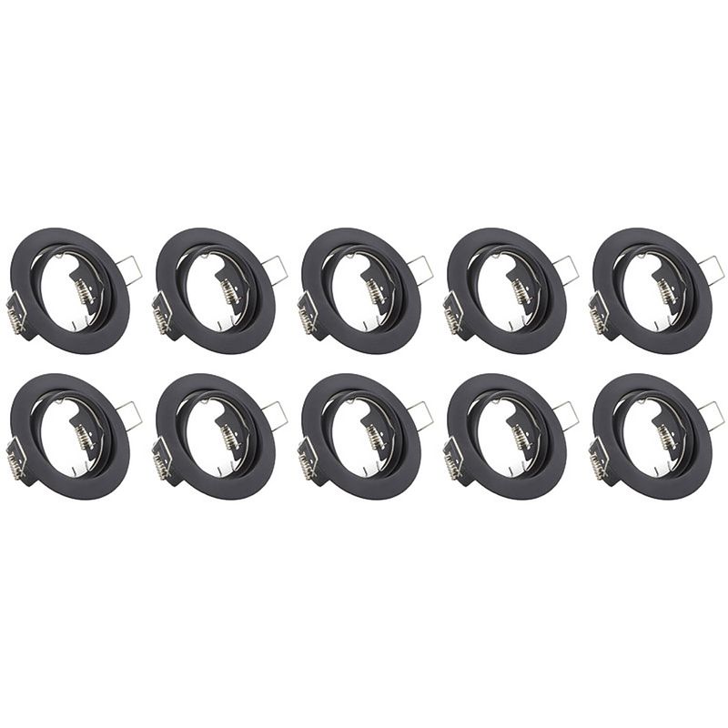 Foto van Spot armatuur 10 pack - trion - gu10 fitting - inbouw rond - mat zwart aluminium - kantelbaar ø83mm