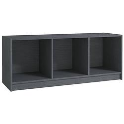 Foto van The living store hifi-kast - tv-meubel - massief grenenhout - 104 x 33 x 41 cm - grijs