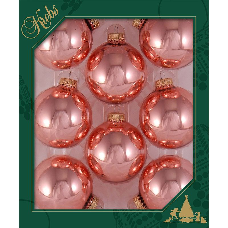 Foto van 8x stuks glazen kerstballen 7 cm koraal roze glans - kerstbal