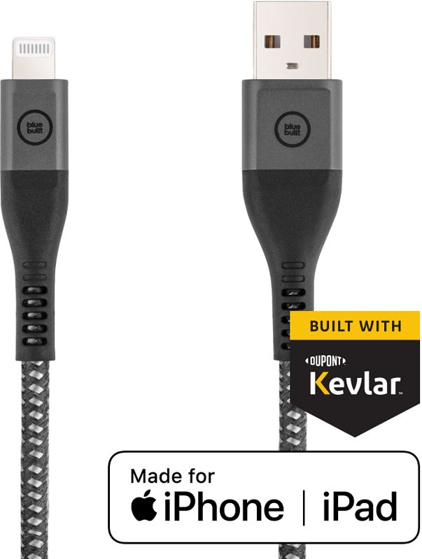 Foto van Bluebuilt usb a naar lightning kabel 1,5m kevlar® zwart