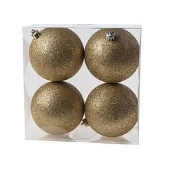 Foto van 12x kunststof kerstballen glitter goud 10 cm kerstboom versiering/decoratie - kerstbal