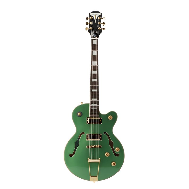 Foto van Epiphone uptown kat es emerald green metallic semi-akoestische gitaar