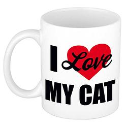 Foto van I love my cat / ik hou van mijn kat / poes cadeau mok / beker wit 300 ml - cadeau mokken - feest mokken