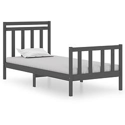 Foto van The living store bedframe - grenenhout - 195.5 x 95.5 x 69.5 cm - grijs