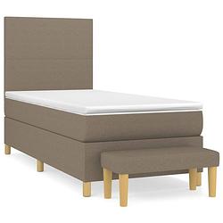 Foto van The living store boxspring met matras stof taupe 80x200 cm - bed