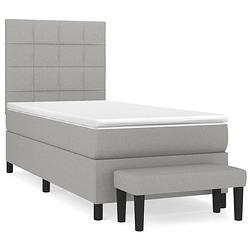 Foto van The living store boxspringbed - comfort - bed - 90 x 200 cm - lichtgrijs