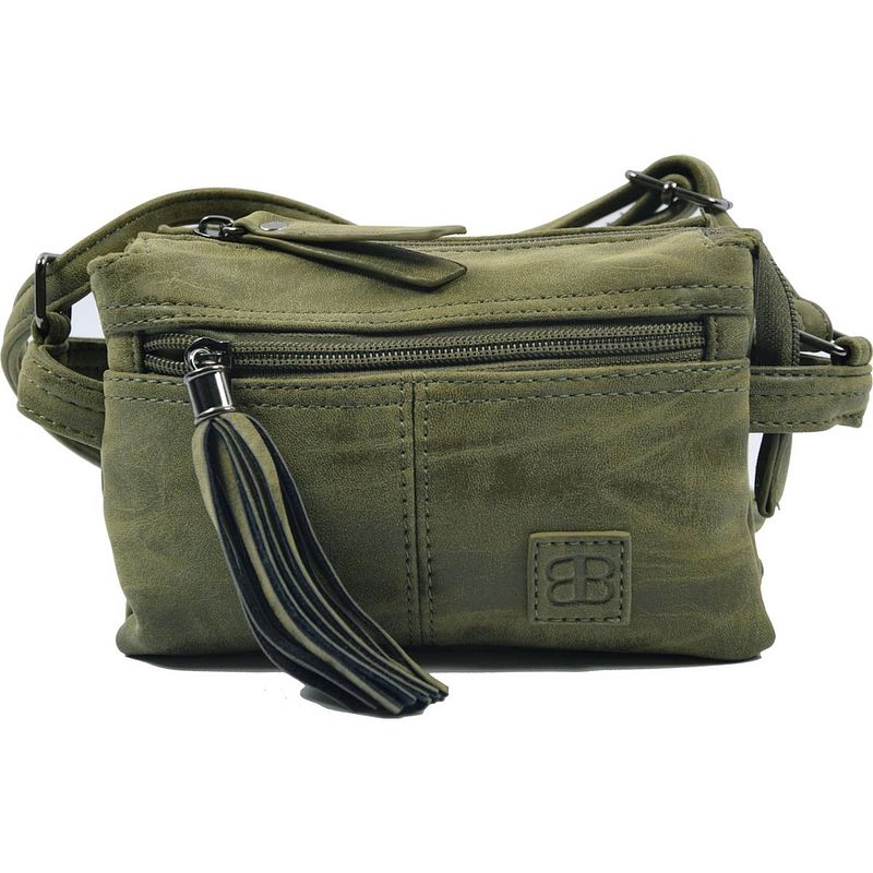 Foto van Tas - tassen - bags - bag- bicky bernard- harmonica 3-vaks tasje - schoudertasje - crossbody tasje - olive