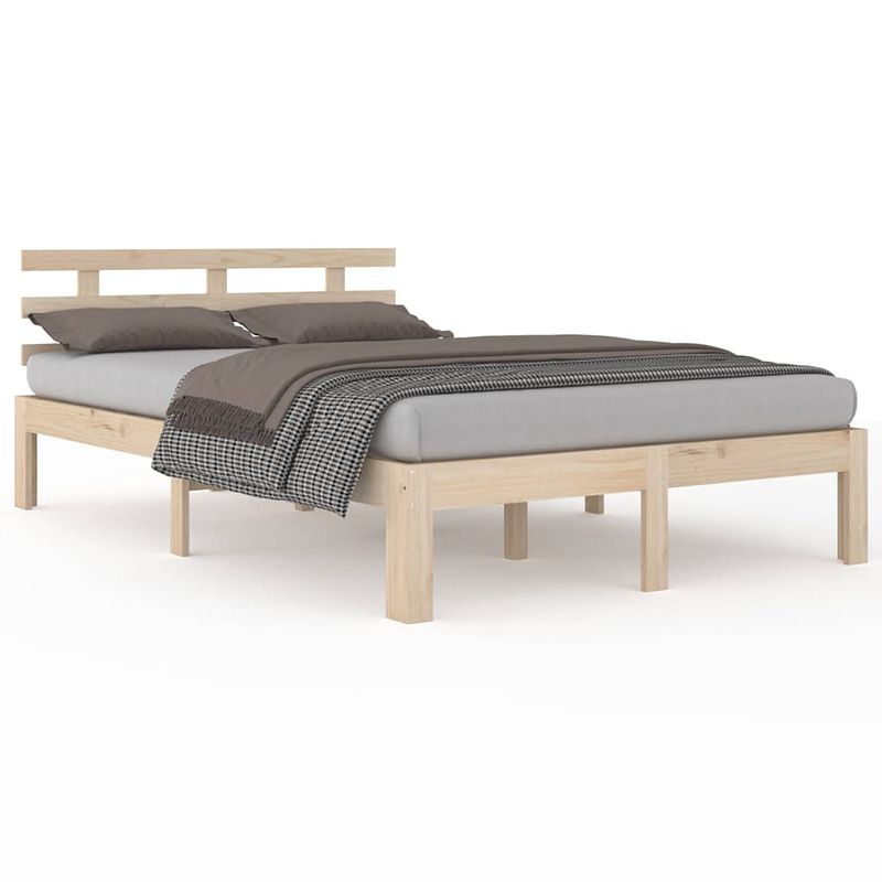 Foto van The living store houten bedframe - modern - slaapkamermeubilair - afmeting- 205.5 x 183.5 x 69.5 cm - ken- massief