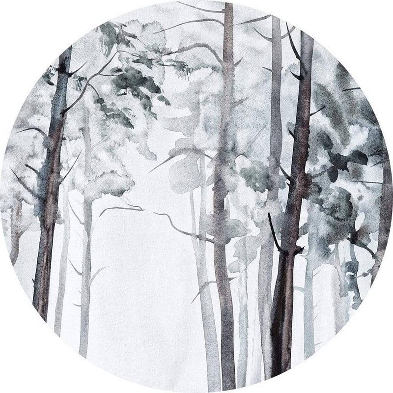 Foto van Wizard+genius watercolour forest vlies fotobehang 140x140cm rond