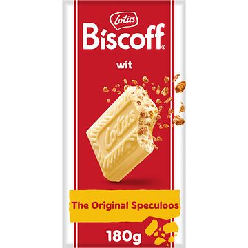 Foto van Lotus biscoff speculoos witte chocoladereep met speculoos stukjes 180g bij jumbo