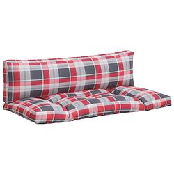 Foto van The living store palletkussen - polyester - 110 x 58 x 10 cm - rood ruitpatroon