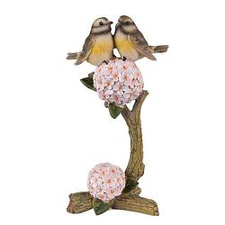 Foto van Clayre & eef beeld vogels 19 cm bruin roze kunststof woonaccessoires beeld decoratie decoratieve accessoires bruin