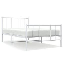 Foto van Vidaxl bedframe met hoofd- en voeteneinde metaal wit 75x190 cm