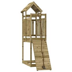 Foto van The living store speeltoren - houten speelhuis met klimwand - 64x110.5x214 cm