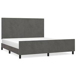 Foto van The living store bedframe fluweel donkergrijs 203x166 cm - verstelbaar hoofdeinde - ondersteunende poten - multiplex