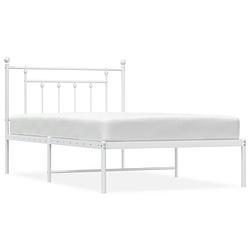 Foto van Vidaxl bedframe met hoofdbord metaal wit 107x203 cm