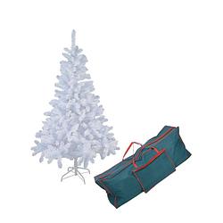 Foto van Witte kunst kerstboom/kunstboom 180 cm inclusief opbergzak - kunstkerstboom