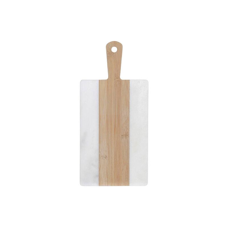 Foto van Snijplank dkd home decor wit natuurlijk bamboe marmer plastic rechthoekig 38 x 18 x 1 cm