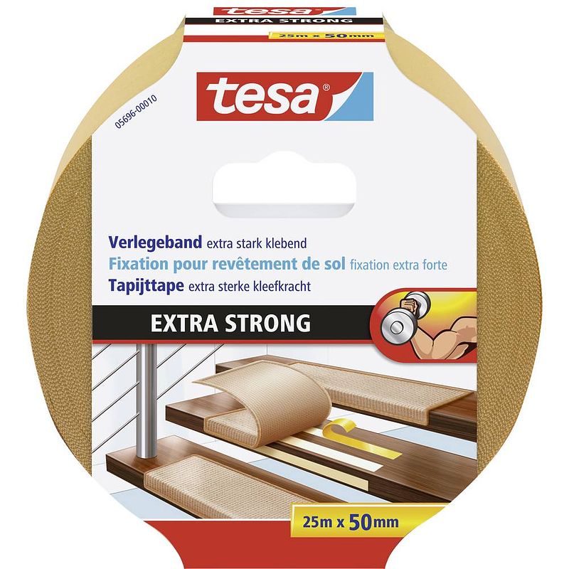 Foto van Tesa extra strong 05696-00010-11 bevestigingstape oranje (l x b) 25 m x 50 mm 1 stuk(s)