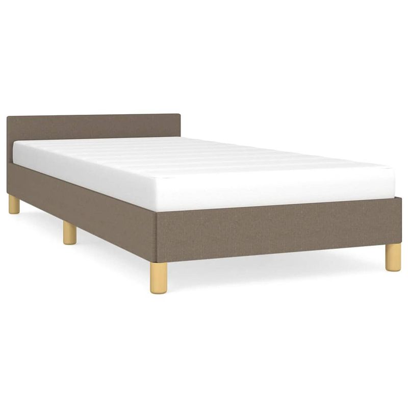 Foto van The living store bedframe - duurzaam - bedframes - afmeting- 203 x 93 x 50 cm - kleur- taupe