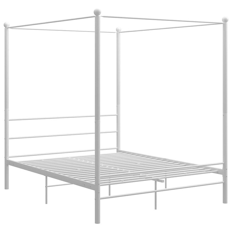 Foto van The living store bedframe - slim ontworpen - gepoedercoat metaal - 208x166x201 cm - wit