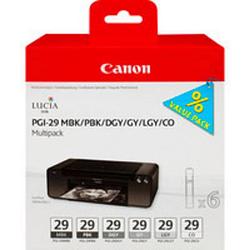 Foto van Canon cartridge pgi-29 origineel combipack grijs, lichtgrijs, zwart, matzwart, foto zwart, chroma optimizer 4868b018 cartridge multipack