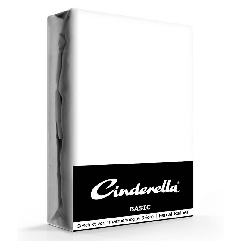 Foto van Cinderella basic hoeslaken white hoge hoek - 40 cm-180 x 210 cm