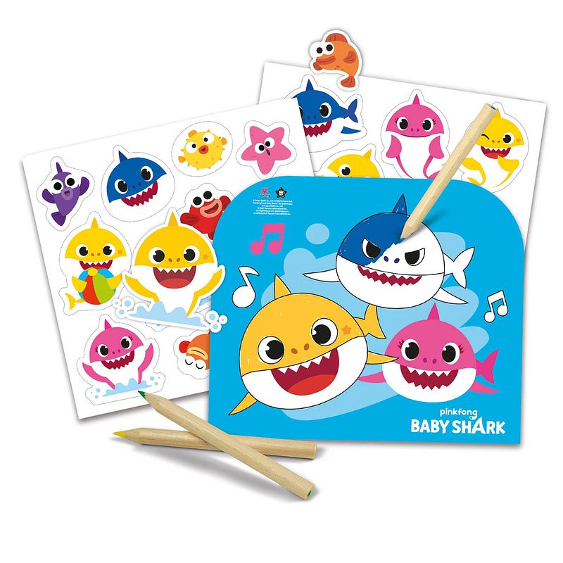 Foto van Clementoni kindertattoos baby shark junior papier 22 stuks