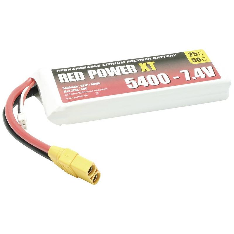 Foto van Red power lipo accupack 7.4 v 5400 mah 25 c softcase xt90