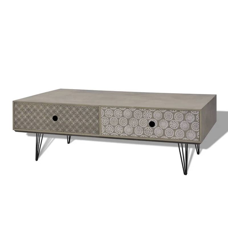 Foto van The living store salontafel retro grijs 100 x 60 x 35 cm - 4 lades