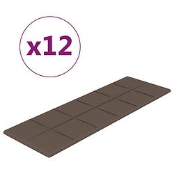 Foto van Vidaxl wandpanelen 12 st 3,24 m² 90x30 cm stof taupe