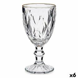 Foto van Wijnglas gouden transparant glas 6 stuks (330 ml)