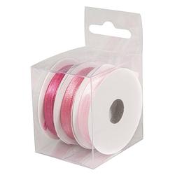 Foto van 3x rollen hobby/decoratie kleurenmix roze satijnen sierlint 3 mm x 6 meter - cadeaulinten