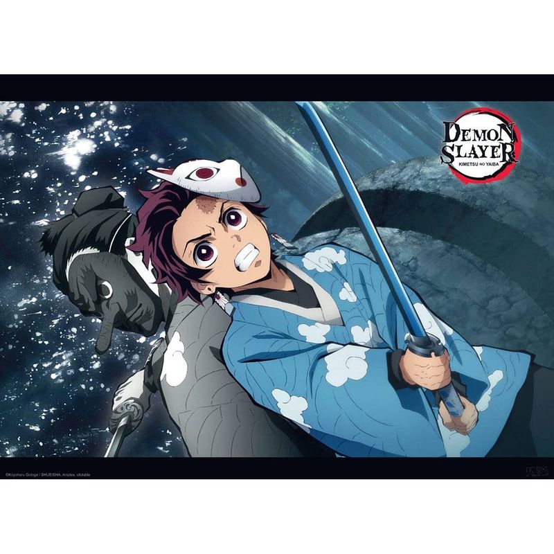 Foto van Abystyle demon slayer tanjiro and urokodaki poster 52x38cm