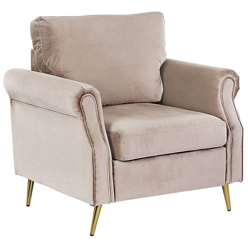 Foto van Beliani vietas - fauteuil-beige-fluweel