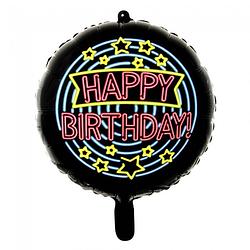 Foto van Wefiesta folieballon happy birthday neon 45 cm zwart