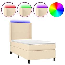 Foto van The living store boxspring bed - crème - 193x93x118/128 cm - met led en pocketvering matras