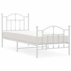 Foto van Vidaxl bedframe met hoofd- en voeteneinde metaal wit 80x200 cm