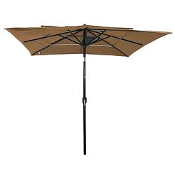 Foto van The living store parasol - 3-laags - taupe - 250 x 250 x 260 cm - uv-beschermend polyester