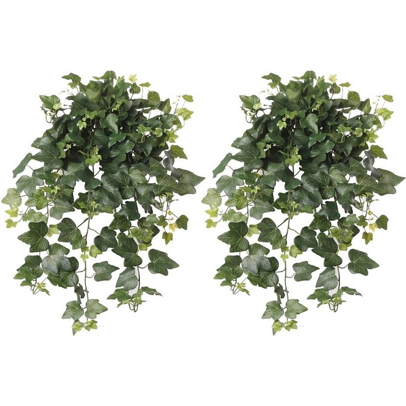 Foto van 2x groene hedera helix/klimop kunstplanten 65 cm voor buiten - kunstplanten