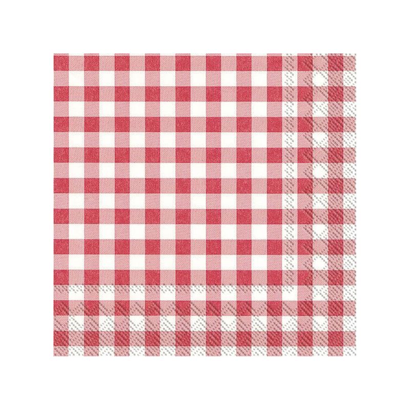 Foto van 40x vichy karo 3-laags servetten rood/wit geblokt 33 x 33 cm - feestservetten