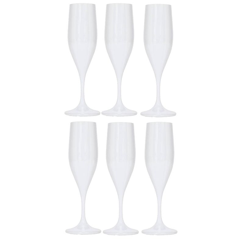 Foto van Juypal champagneglas - 6x - wit - kunststof - 150 ml - herbruikbaar - champagneglazen